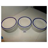 22ct Walker China Saucers-Blue & Gold Rim