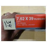 Hansen 7.62x39 Russian 123gr FMJ 20rnds