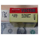 Hornady Vector 9mm 124gr FM 25