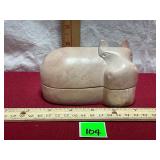 Soapstone Hand carved Hippopotamus Trinket Box