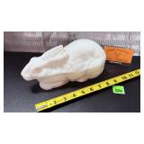 Vtg Atterbury milk glass Rabbit covered dish