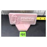 Fenton art glass logo piece, pink