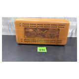 Wood Carved cribbage board/box