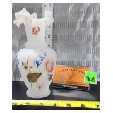 antique Bristol glass vase, hand-painted