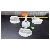 Vtg. nesting tops only, rabbit, chicken, duck, cat