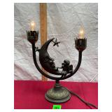 Vtg Bronze Celestial Table Lamp