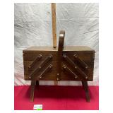 Vtg Wooden Sewing Kit