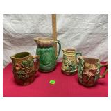 Vtg Majolica Pitchers-see pics for condition