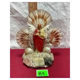 Vtg Sacred Heart of Jesus in Unique Shell Art