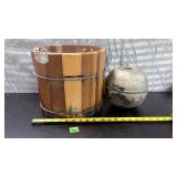 Vtg.Woodenware & ? oil burning tank