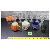 Vtg Bulls Eye cordial& shot glasses