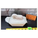 Vtg Milkglass crawfish dish-see pic for condition