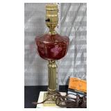 Antique Cranberry Red Bohemian  Table Lamp