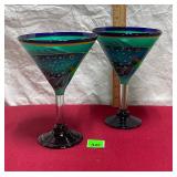 Handblown Handpainted Margarita Glasses