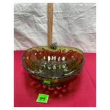 Vtg Indiana Glass Green Grape Bowl