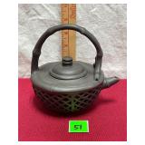 Vtg Yixing Clay Teapot Bamboo themed