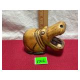 Hand Carved Wooden Hippopotamus