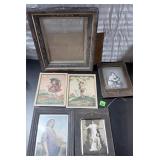 Lot of antique pictures and frames