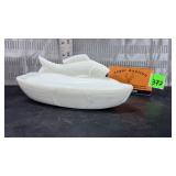 1880s Atterbury Milk Glass Fish Boat