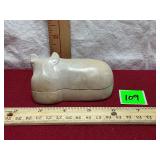 Soapstone Hand carved Hippopotamus trinket box