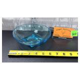 Vtg/Hazel Atlas Turquoise Blue Glass serving bowl