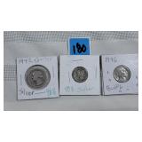 Silver quarter,Mercury dime& buffalo nickel