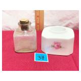 Vtg Glass Ink Bottle&German Ceramic Inkwell
