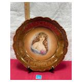 Vtg Portrait Wall Gold Gilded Plate-Germany