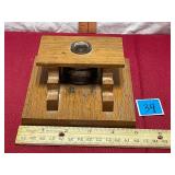 Vtg Wooden Inkwell stand&Pen Holder