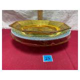 Vtg Depression Glass Yellow Footed Cake Plate&more