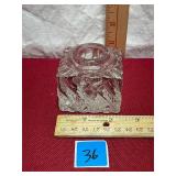 Vtg Pressed Glass Ribbed Inkwell
