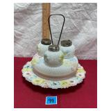 Antq Consolidated GlassCosmosPattern Condiment Set