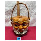 Vtg Toby Woven Handled Jar