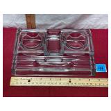 Vtg Sengbusch Glass Desk Set Inkwell Stand