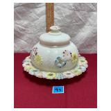 Antq Consolidated Glass Cosmos Pattern Butter Dish