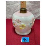 Antq Consolidated Glass Cosmos Pattern Oil Lamp