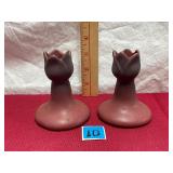 Vtg Van Briggle Mulberry Pottery Candle Holders