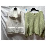 Faux Fur Vest&J.Jill Sweater