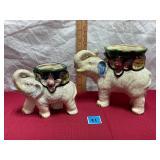 Vtg Elephant Crackle Ceramic Planter