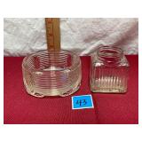 Vtg Glass Powder Jar&Parker Inkwell