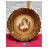 Vtg Portrait Wall Gold Gilded Plate-Germany