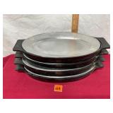 4 oval stainless steel sizzling platter