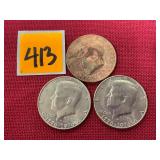 Three Centennial JFK 50 Cent piece