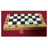 vtg.  handmade wooden chess set, see all picture