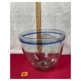 Vtg hand-blown glass bowl Blï¿½ Kant' (Blue Edge)