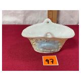 Vtg EAPG milk glass match holder,