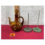 Brown Blown Glass Cruet Applied Handle and Spout &