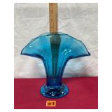 vintage Blemco blue fan vase