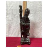 vtg. hand-carved wooden Chinese statue