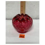Fenton art glass, Cranberry Dot Optic Rose Bowl